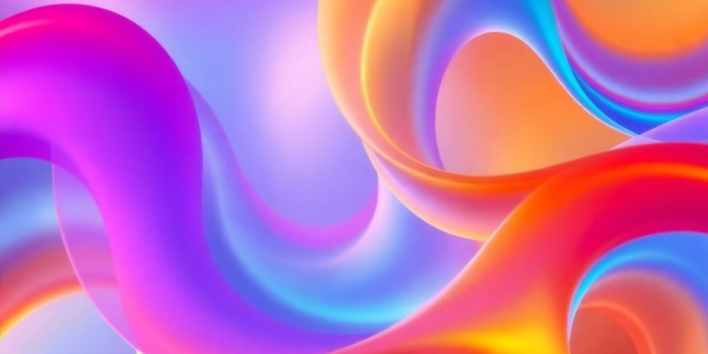 Vibrant abstract shapes, digital glow.